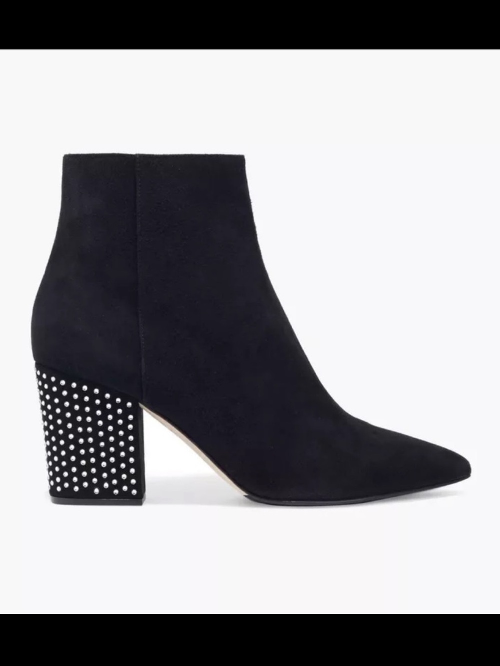 Sergio Rossi Black Suede Ankle Bootie Crystal Embellished 75 Block Heel Zip 5 35